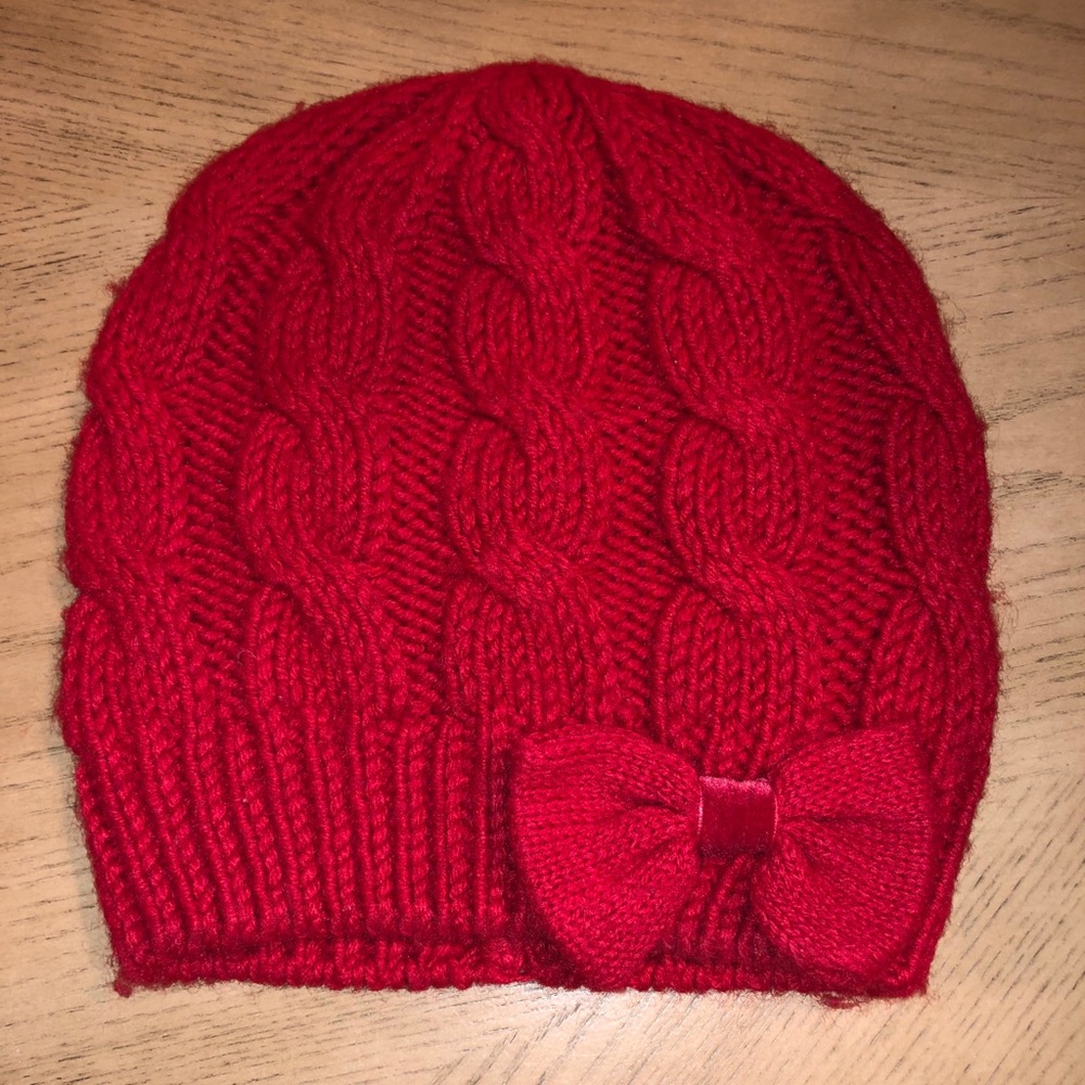 GIRLS Red Winter Beanie w/ Bow